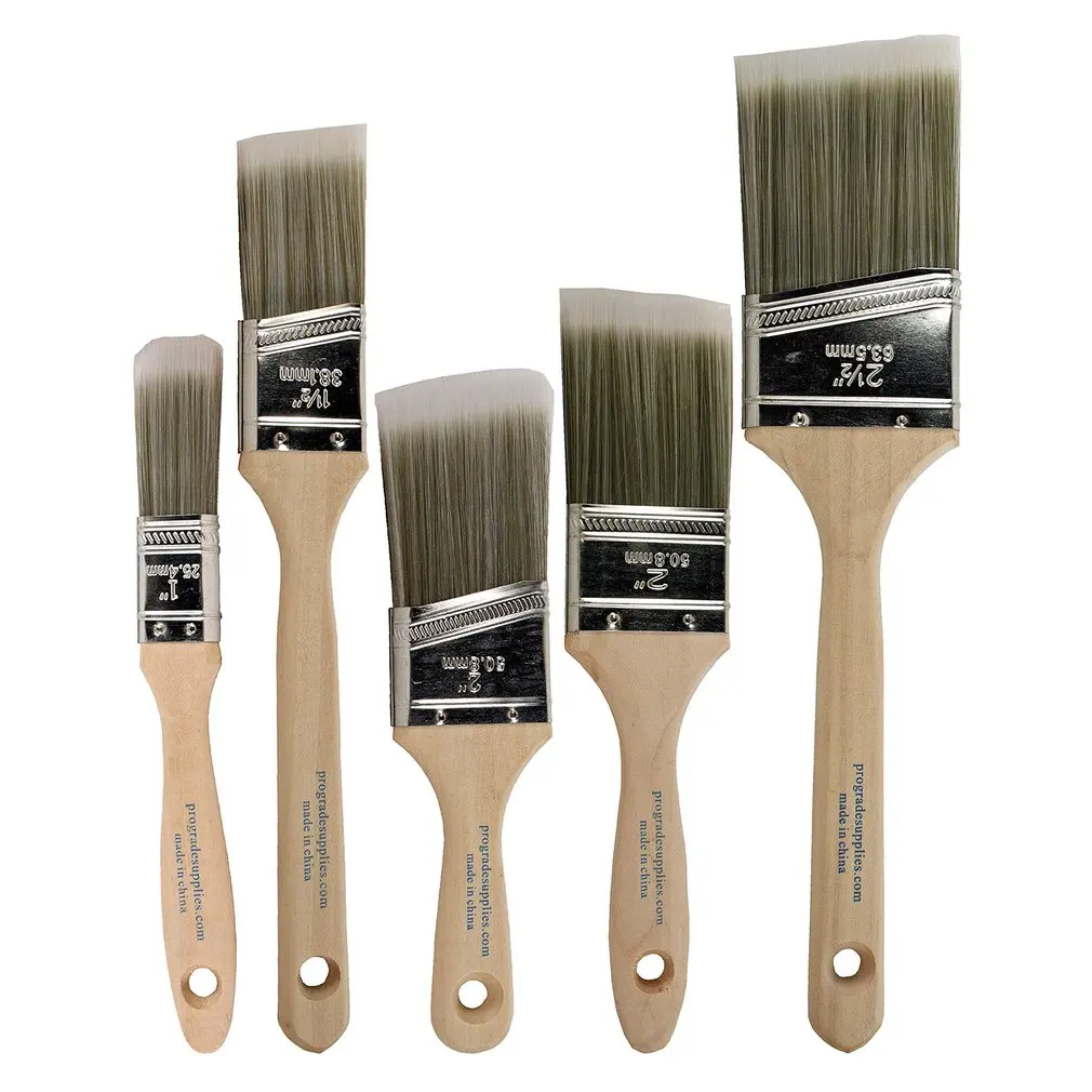 

Anti Slip Long Handle Paint Brush Professional Art Tool Synthetic Filament Beginner Cutting Edge Diagonal 2.5 Inch Paint Brush