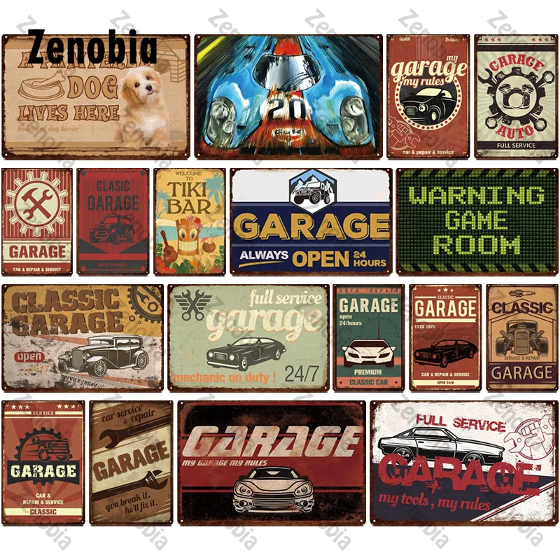 

Vintage Tin Sign Garage Metal Sign Plate Decorative Tiki Bar Plaque Wall Decor for Pub Bar Man Cave Club Garage Home Decoration