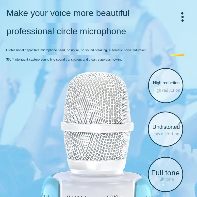 Microphone for Singing Portable Wireless Bluetooth Karaoke Professiona Handheld Microfone Singing Recorder Mic for Ios Android