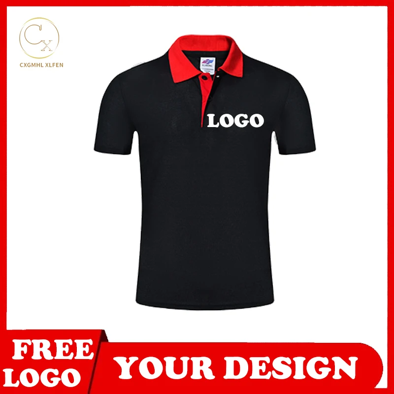 8-color POLO shirt custom LOGO color matching lapel short sleeve printing  LOGO an Polo Shirt Mens Casual  POLO