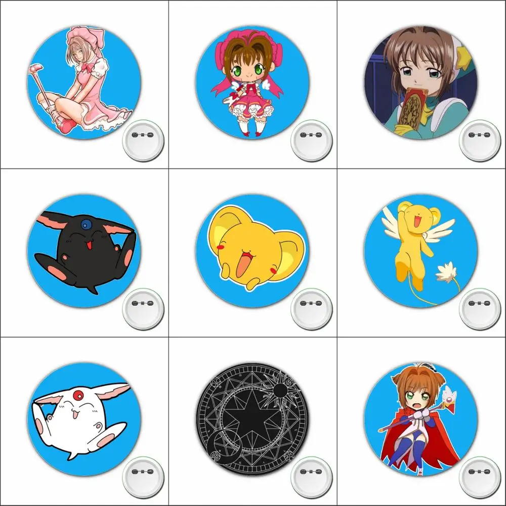 3 sztuki anime Cardcaptor Sakura Cosplay plakietka z kreskówkowym broszka przypinki na plecaki torby plakietki akcesoria guziki do odzieży