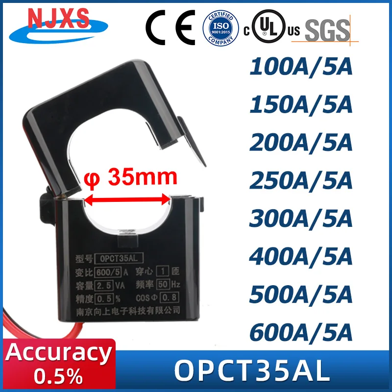 Split Core Current Transformer Clamp OPCT24AGL 100/5 150/5 200/5 250/5 300/5 400/5 600/5 OPCT35AGL 5A Open Type Sensor