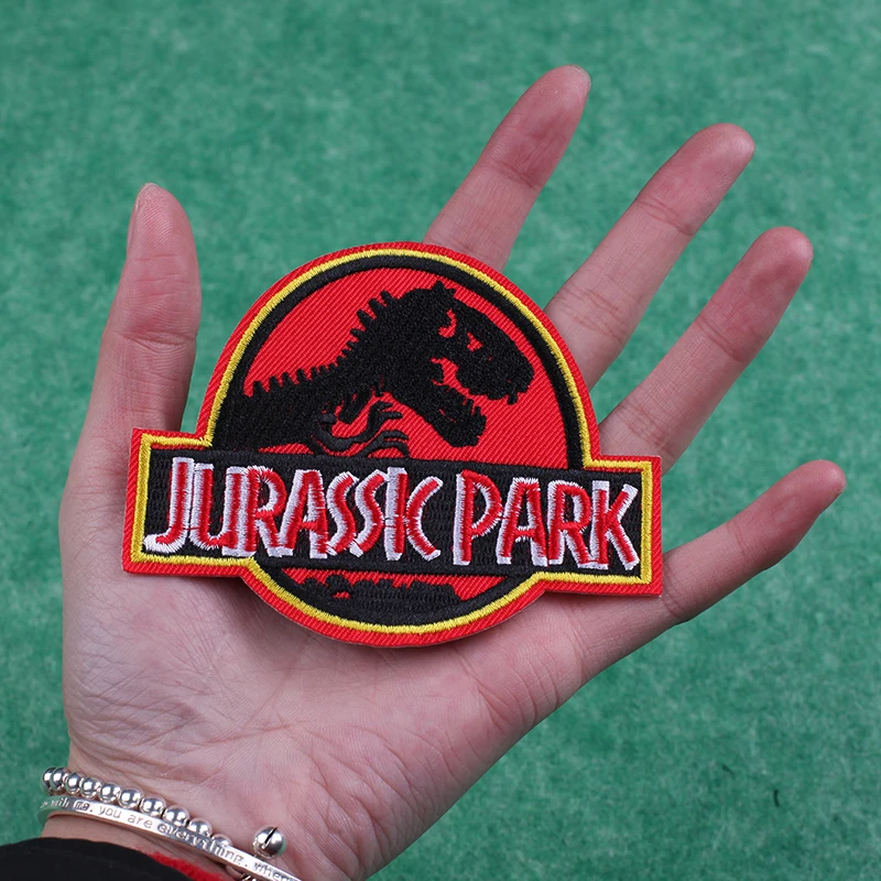 Jurassic Park Dinosaur Animals Embroidered Patches for Clothing Thermoadhesive Badges Patch Stickers for Fabric Clothes Applique