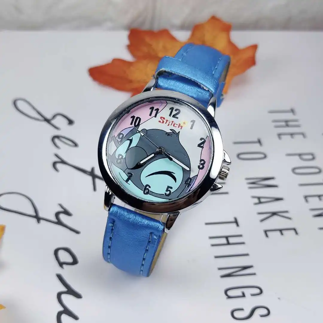 Disney StarCraft Bayi Stitch Anak Watch Boys Kartun Tahan Air Kulit Jam Tangan Anak Anak Laki-laki Watch Clock Jam Tangan