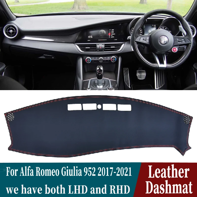 

Leather Dashmat Dashboard Cover Pad Dash Mat Carpet Car-Styling accessories For Alfa Romeo Giulia 952 2017 2018 2019 2020 2021