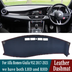 Leather Dashmat Dashboard Cover Pad Dash Mat Carpet Car-Styling accessories For Alfa Romeo Giulia 952 2017 2018 2019 2020 2021