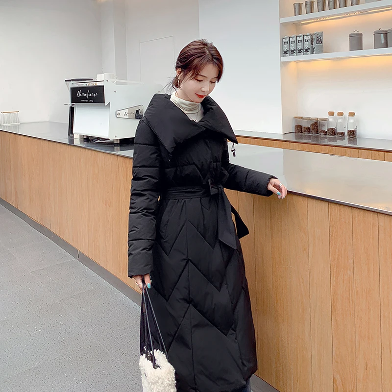 The new down cotton ladies waisted parka coat winter coat keeps warm thick thick winter coat ladies long-sleeved coat thick coat