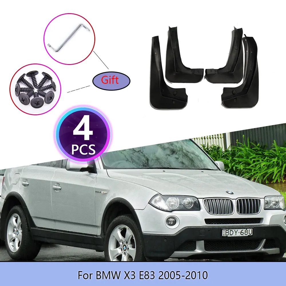 4PCS Car Mudguards For BMW X3 E83 2005~2010  Screw Cladding Splash  Durable Flaps Mudflap Wheel Accessories 2005 2007 2008 2009