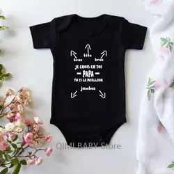 Papa Tu Es Le Meilleur Baby Bodysuit Cute Summer Baby Romper Body Baby Boys Girls Clothes Outfits Cotton Baby Wear Dad's Gift