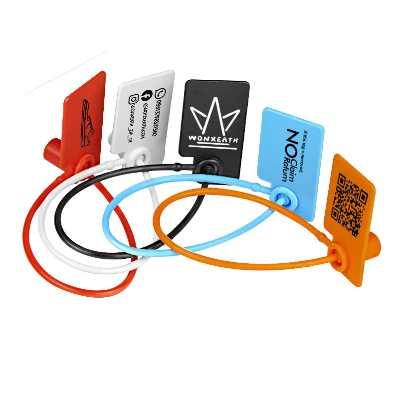 100Pcs Custom Hang Tag Plastic Disposable Garment Price Brand Logo Gift Retail Security Label Tags for Shoes and Bags 160mm