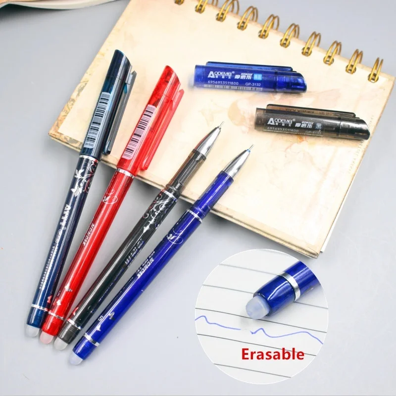 4 Pcs Erasable Gel Ink Is Blue Red Dark Blue and Black Ink Writing Neutral Pen