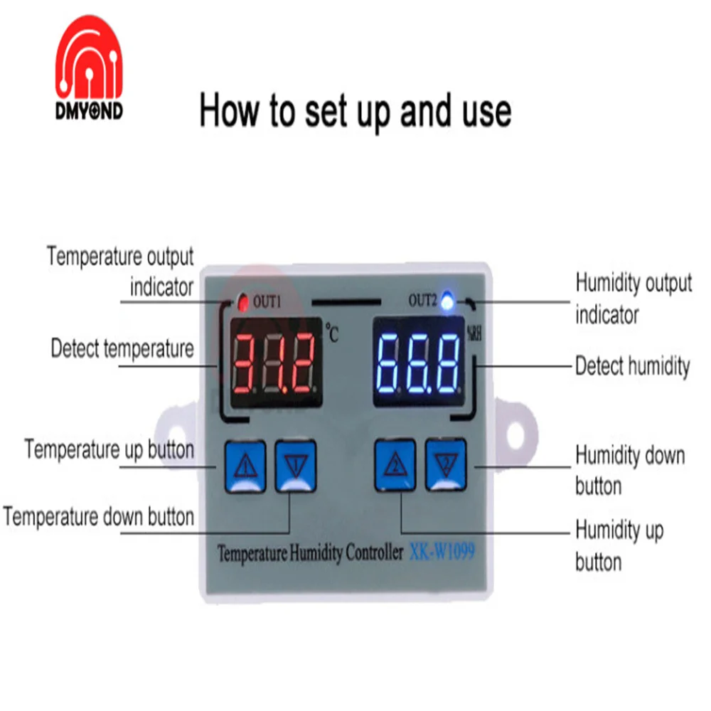 W1099 regolatore di temperatura e umidità digitale intelligente controllo della temperatura e dell\'umidità serra a doppio scopo Incubatio