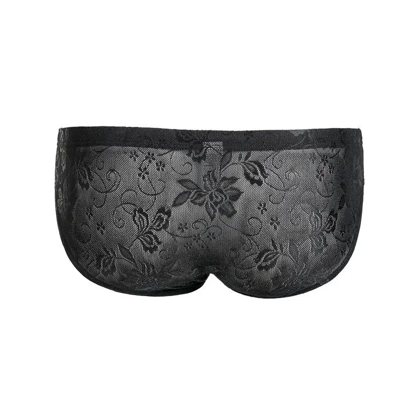 Low Waist Panties Men Briefs Sexy Lace Underwear Underpants Transparent Breathable Underwear Printing Hombre Shorts Briefs