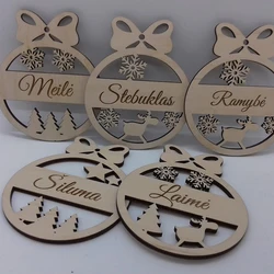 Wooden Hollow Exquisite Christmas Balls Personalized Accessories Customized Gift Tags Name Jewelry Laser Cutting Decorations