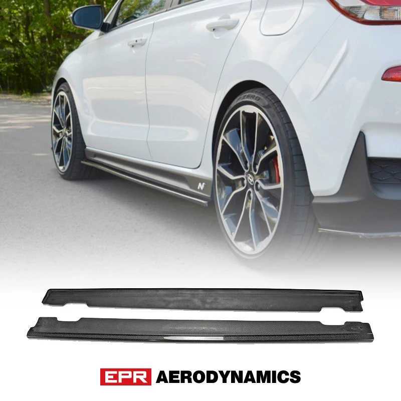 For 16-19 HYUNDAI I30n MK3 CS Style Carbon Glossy Side Skirt Extension Exterior Accessories Kits (5 Door Hatch Back Model)