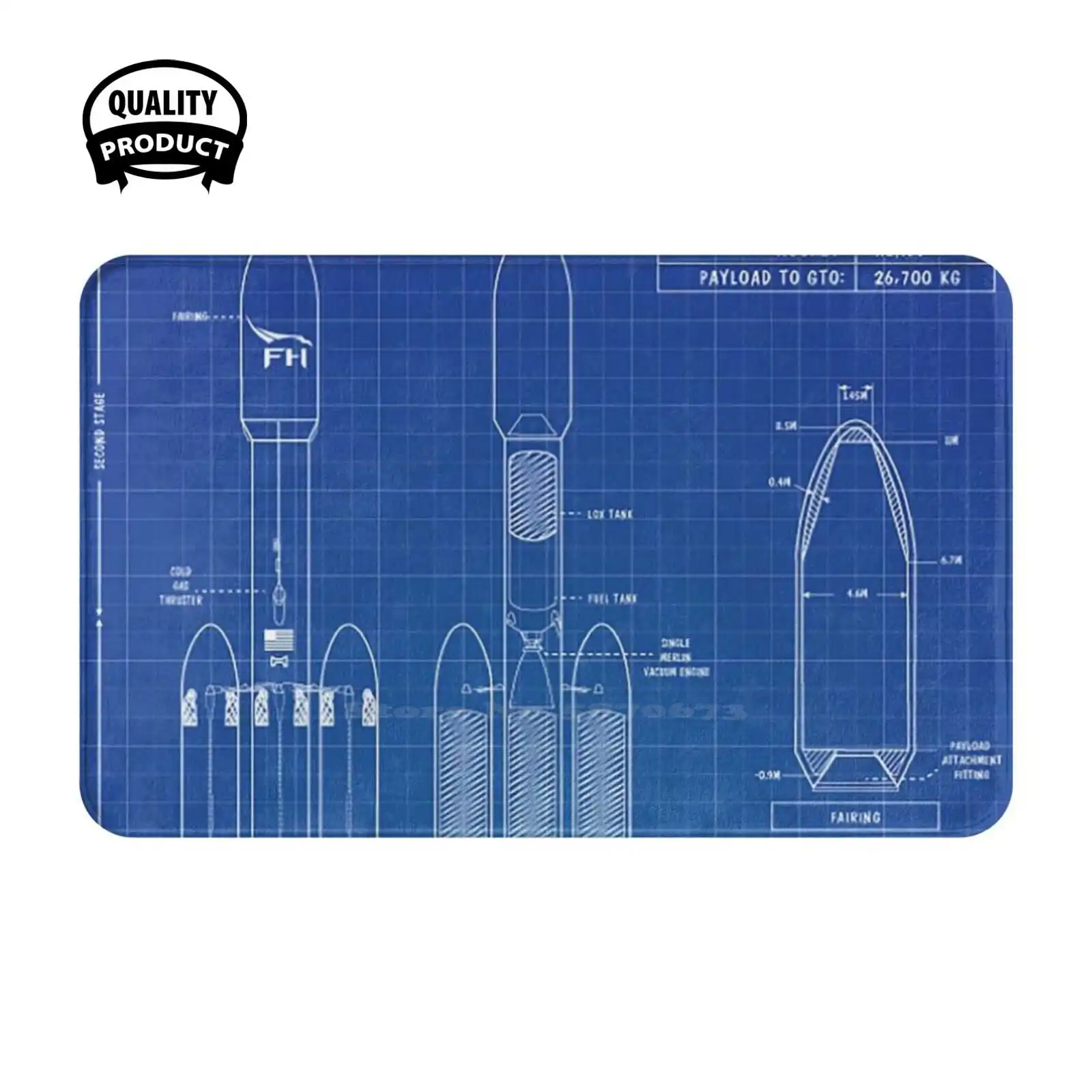 Spacex Falcon 9 Heavy Soft Cushion Home Carpet Door Mat Car Rug Falcon 9 Dragon Super Heavy Rocket Ship Rocket Man Musk Engine