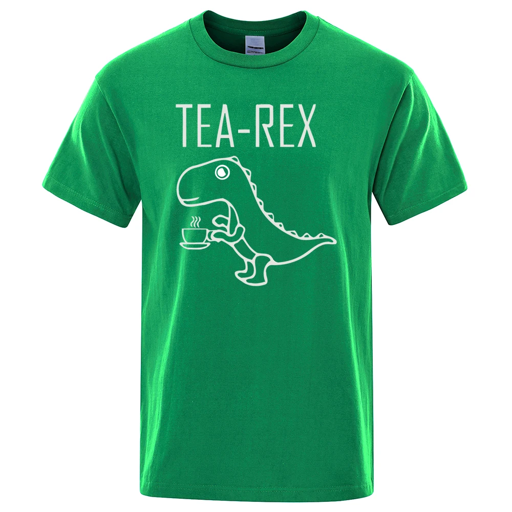 Men Women T-Shirts Tea Rex Funny Dinosaur Drink Coffee T Shirts Fashion Casual TShirt High Quality Streetwear Tops Tee Shirt