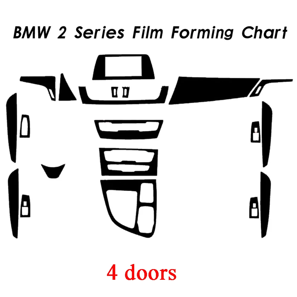 Car Accessories 3D/5D Carbon Fiber Stickers For BMW 2 Series F22 F23 F45 F46 Interior Central Control Panel Door Handle Decorate
