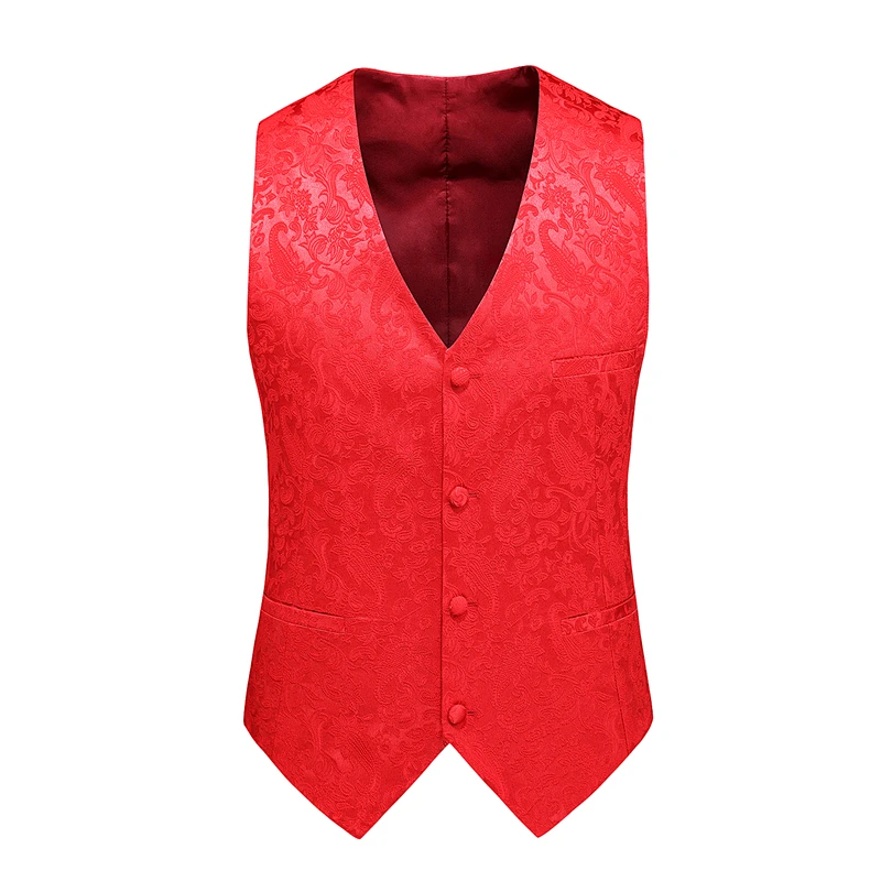 White Rose Sleeveless Waistcoat, Men's Single-breasted V-neck Business Vest, Wedding Party Men Vests Blue Red Black S-5XL 6XL