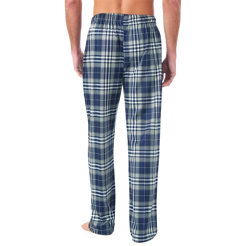 Pantalones de casa para hombre, franela de algodón, pantalones cálidos para dormir para otoño e invierno, pantalones de pijama con estampado a cuadros de talla grande para hombre