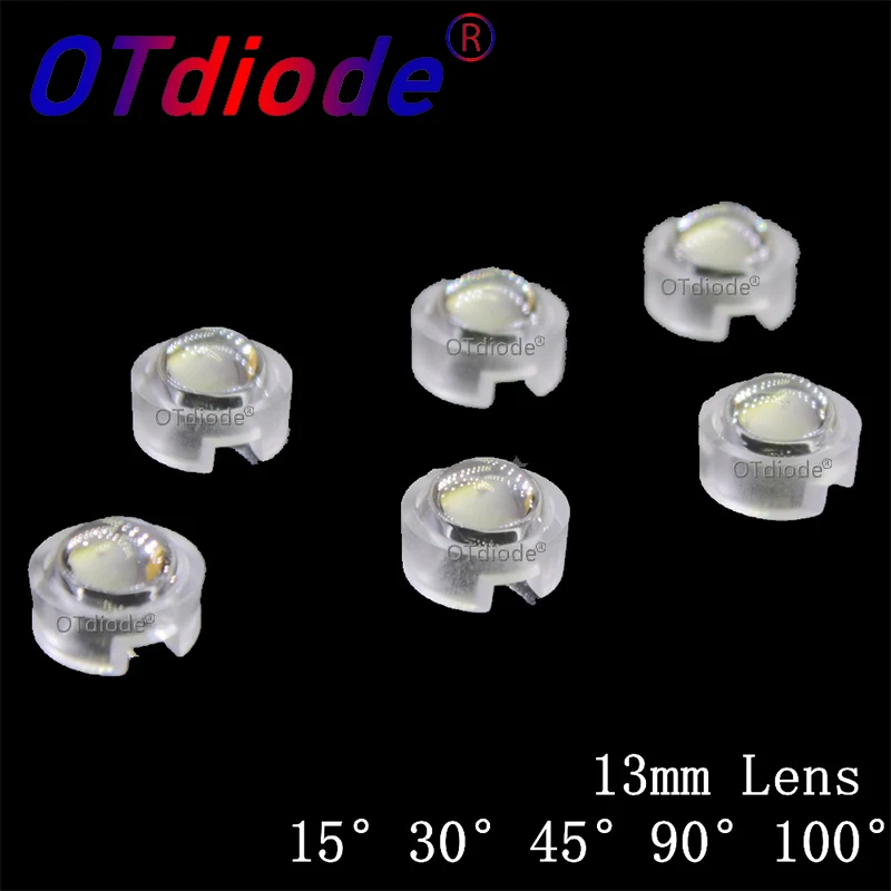 50pcs13mm IR LED 416 pcs whole box pack 45 60 90 100 Degree 13mm Mini LED PCB Angle Lens for LED Lamp Convex Lenses 1W 3W 5W Hi