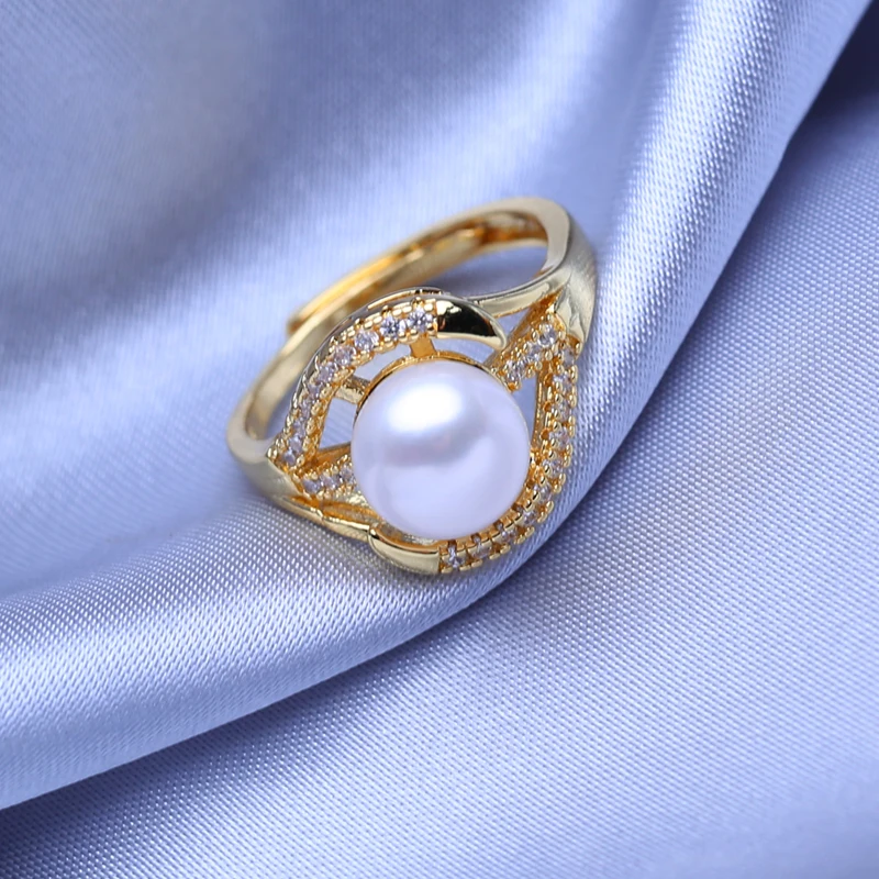 FENASY Natural Freshwater Pearl Rings For Women Bohemian Adjustable Gold Color Ring Female Party Wedding Jewelry