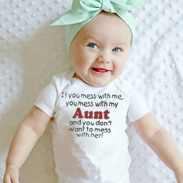 Surprise New Aunt Crazy Aunt Baby Infant One Piece Baby Announcement Shirt Funny Aunt Baby Boy Summer Short Sleeve Bodysuits