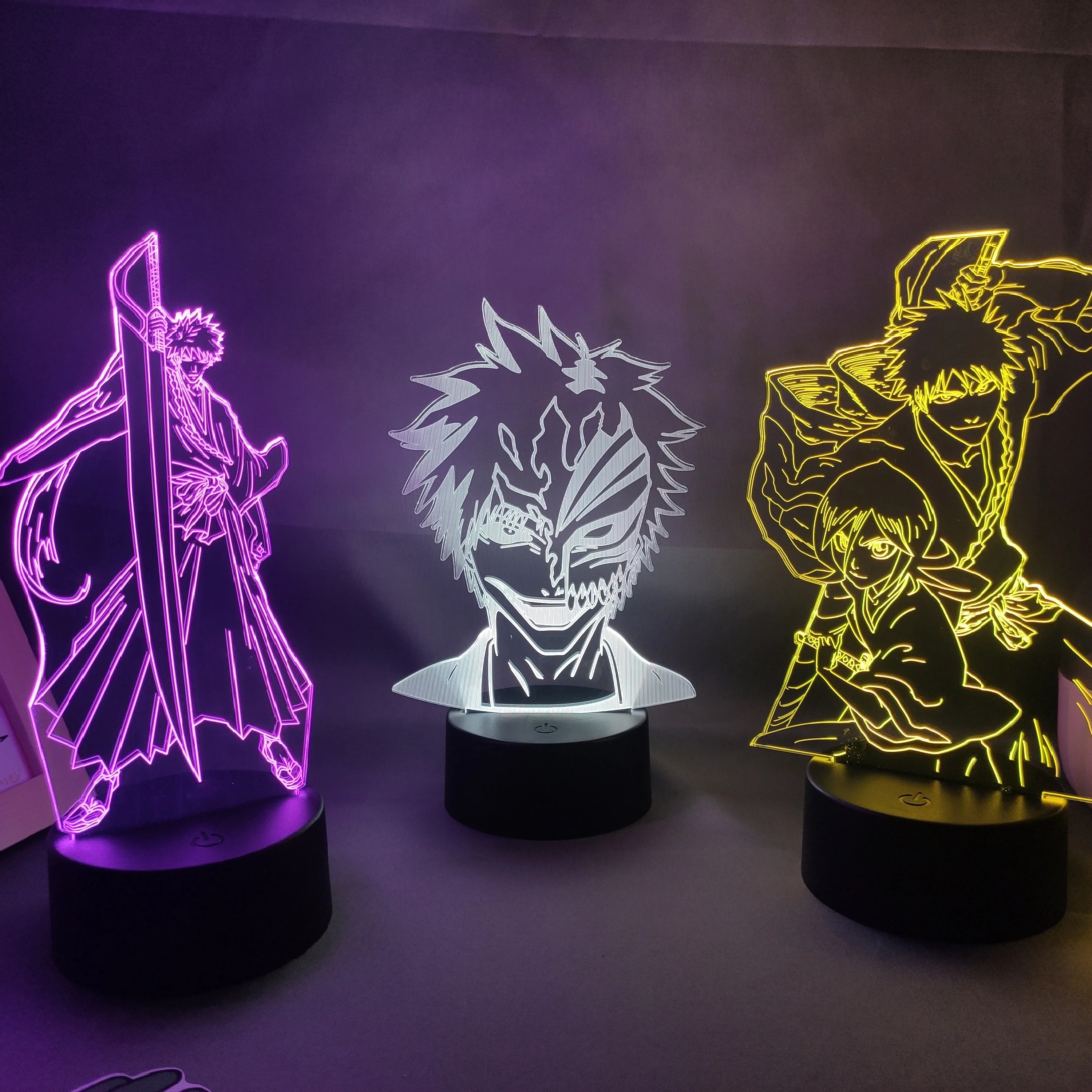 

Anime Bleach Figure Ichigo 3D LED Neon Nightlights Birthday Gift for Friends Otaku Bedroom Table Decor Manga Lava Lamps Grimmjow