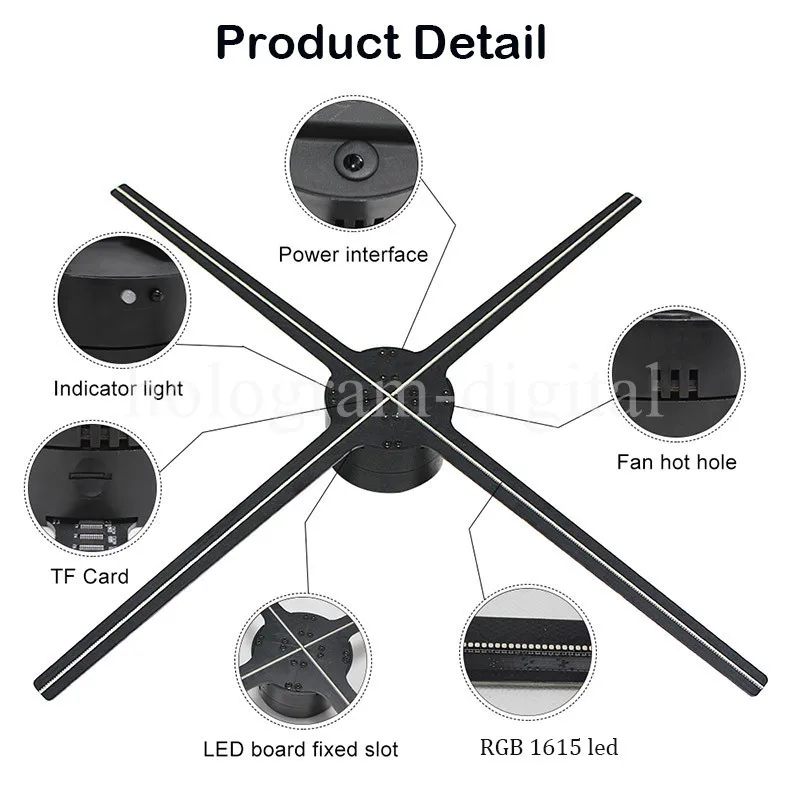 NEW 3D Hologram Projector Fan Control Holographic Display Party Decorations Holograms Led 65CM WiFi/PC Control