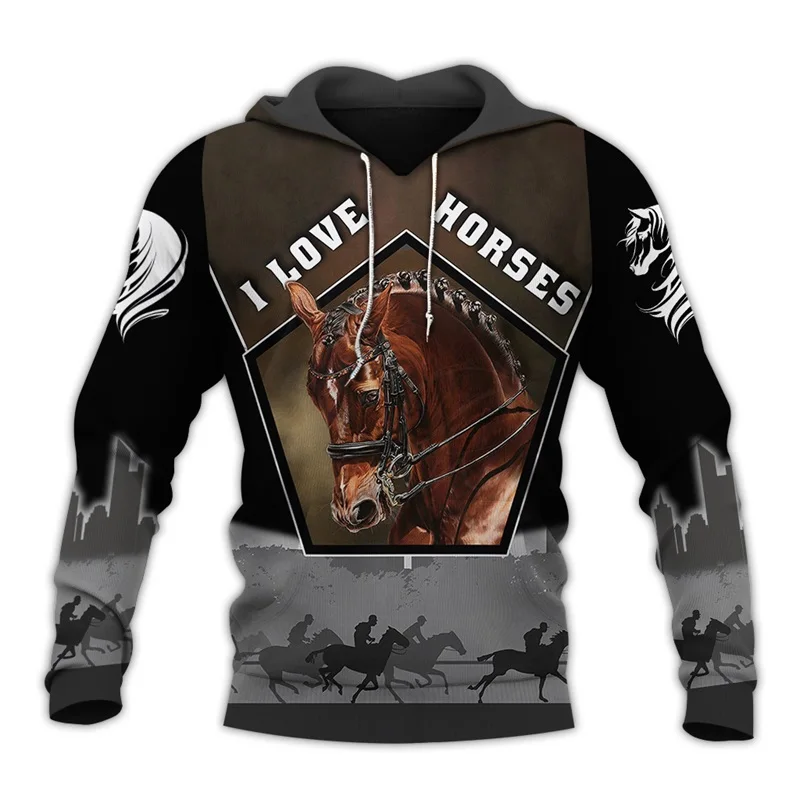 hot sale Men women beautiful horse racing limited edition 3d zipper hoodies long sleeve Sweatshirts jacket pullover tracksuit-3