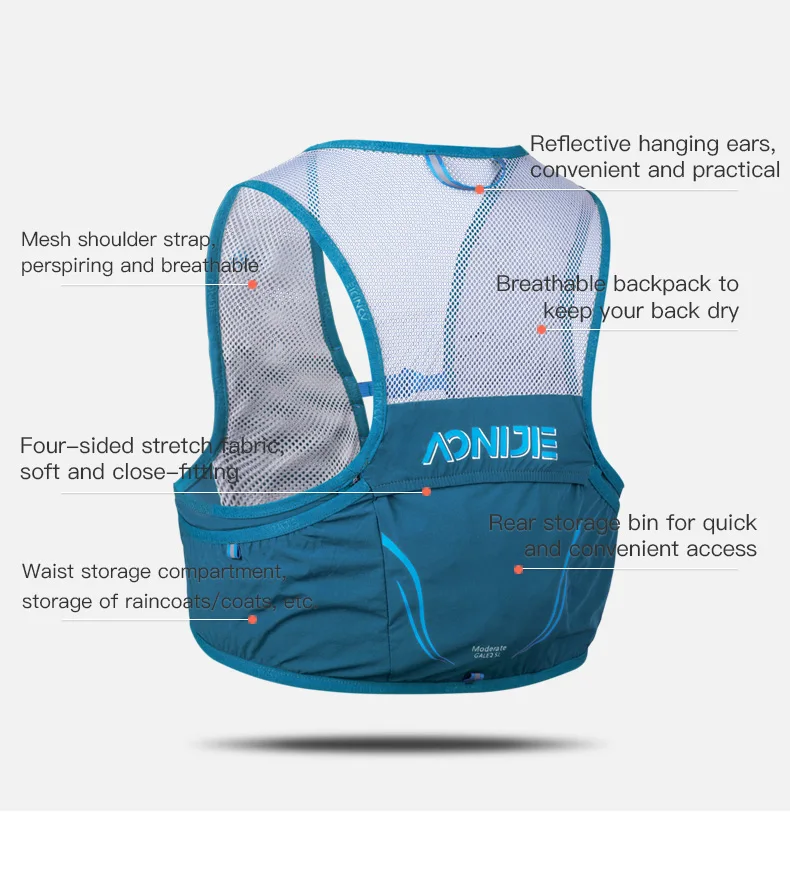AONIJIE C932S 2,5 l tragbarer Trinkrucksack, Laufrucksack, Rucksack, Tasche, Weste, Geschirr für Wandern, Camping, Marathon, Rennen, Klettern – Detail 7