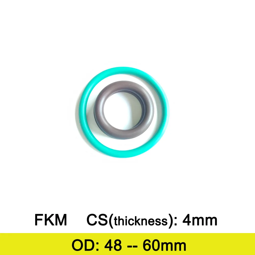 FKM Rubber O Ring Gasket C/S 4mm Thickness OD 48/49/50/51/52/53/54/55/56/57/58/60mm Fluolrine Seal Washer