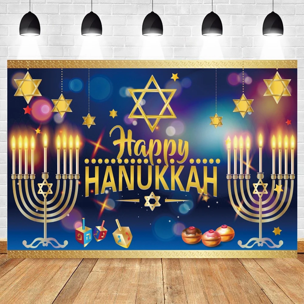 Jewish Rosh Hanukkah Backdrop Photocall Candlestick Bread Party Decor Photography Background Photo Studio Photographic Photozone