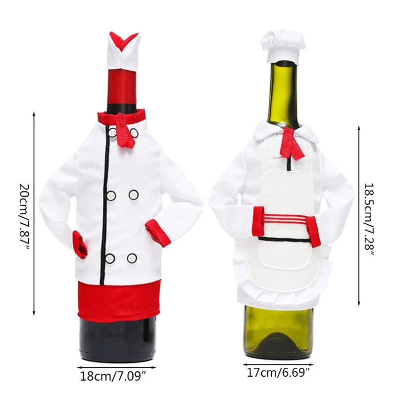 Christmas Wine Bottle Cover Bag Decorative Funny Chef Clothes Hat Sleeve Wrap