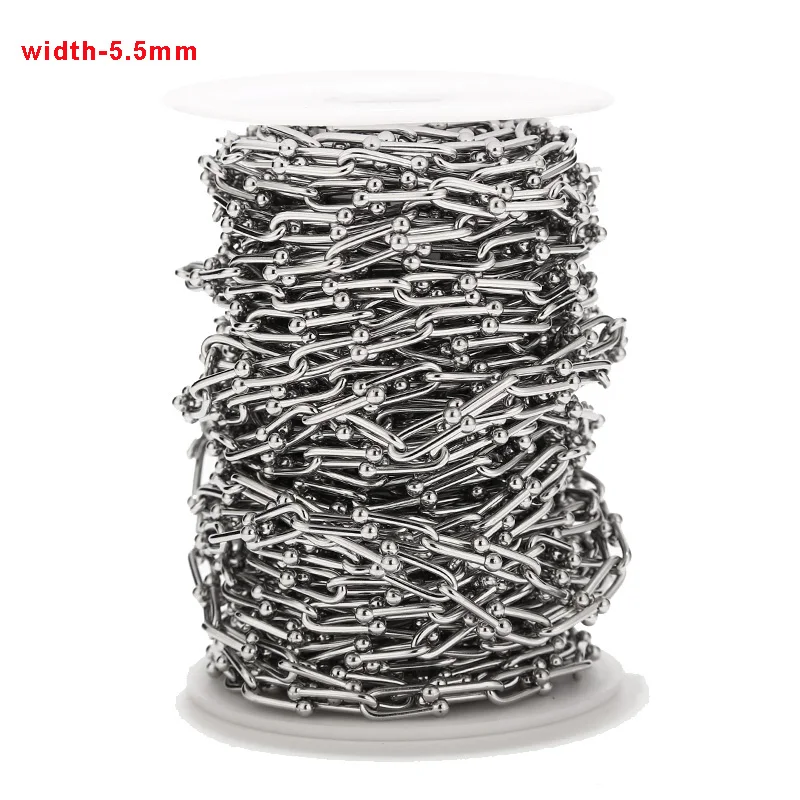 

1 Meter 5.5mm Width Stainless Steel Paperclip Chains handmade Link Chain Bulk For DIY Jewelry Craft Accessory Making Top Quality