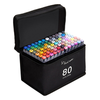 30/40/60/80Color Markers With Pen Holder Set Manga Drawing Markers Pen Alcohol Based Sketch Felt-Tip Twin Brush Pen Art Supplies