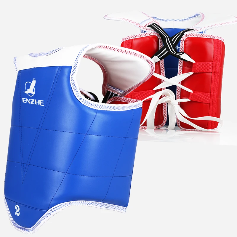 WTF approve Taekwondo chest guard kids adult red blue Karate Taekwondo protectors back supporters TKD armor Double-sided wear