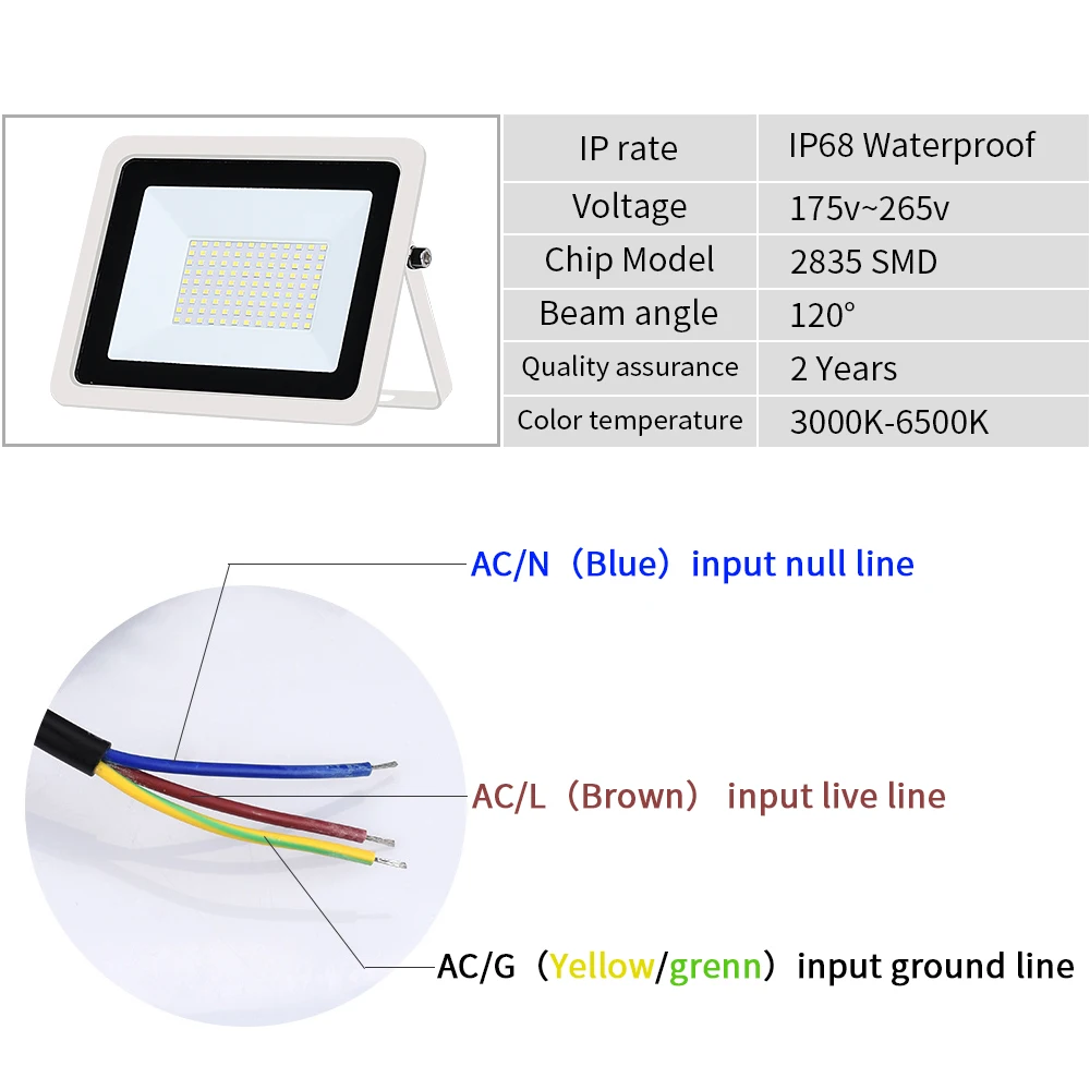 LED 투광 조명 100 개, 10W 20W 30W 50W W AC220V 반사경 투광 조명 IP68 방수 야외 조명 정원 광장 스포트라이트