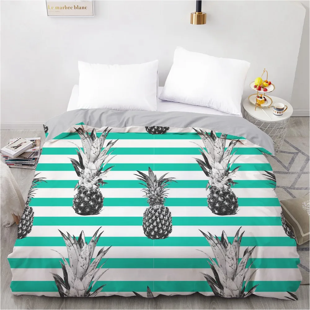 3D Printed Pineapple Design Stripe Duvet Cover 240x220 King Size Printing NO Pillowcases And NO Sheets Home Textiles Comforter