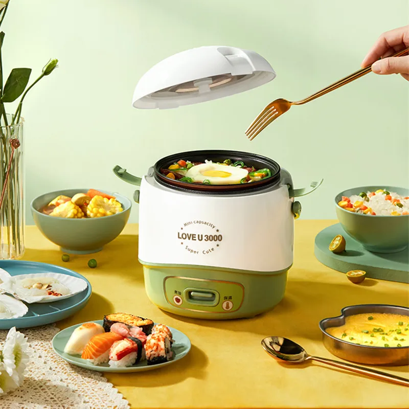 220V 1.2L Mini Electric Rice Cooker Non-stick Multi Cooker Household 200W Cooking Pot For Office School Trip Travel For Home