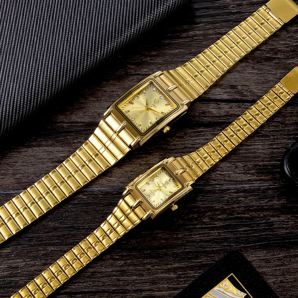 2022 Luxury Gold Steel Bracelet Wristwatches Female Male Clock Golden Quartz Watch For Men Women Watches relogio masculino L1018