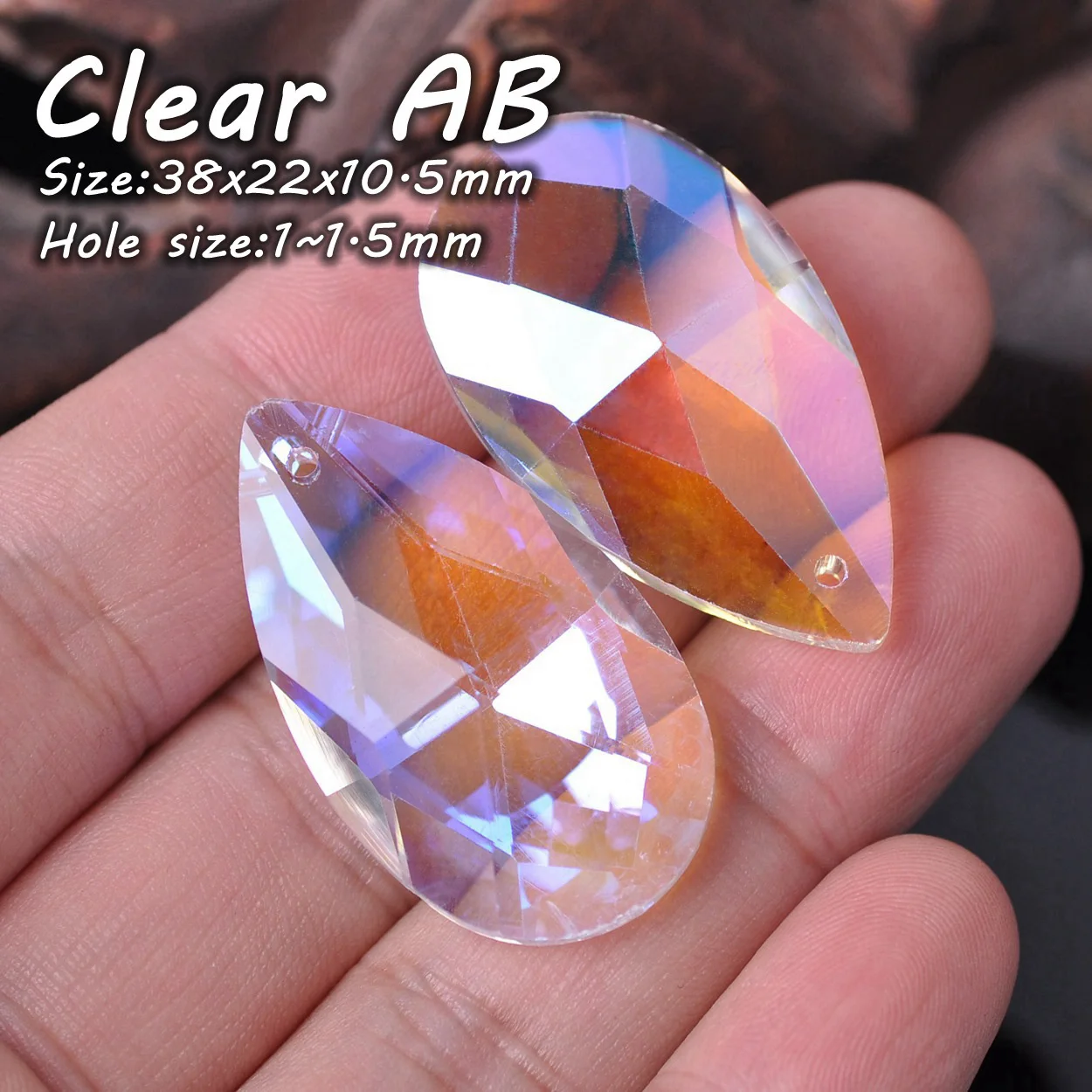 22mm 28mm 38mm Teardrop Prism Faceted Crystal Glass Loose Crafts Pendant Beads For Jewelry Making DIY Curtain Chandelier