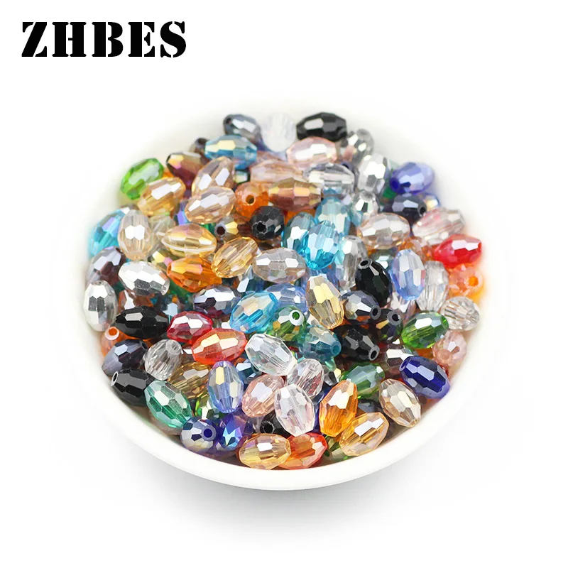 Facettierte Reismaserung AB Farbe Österreichischer Kristall Ovale Form Spacer Lose Perlen 6x8mm 50 Stück für DIY Schmuckherstellung Armband Halskette