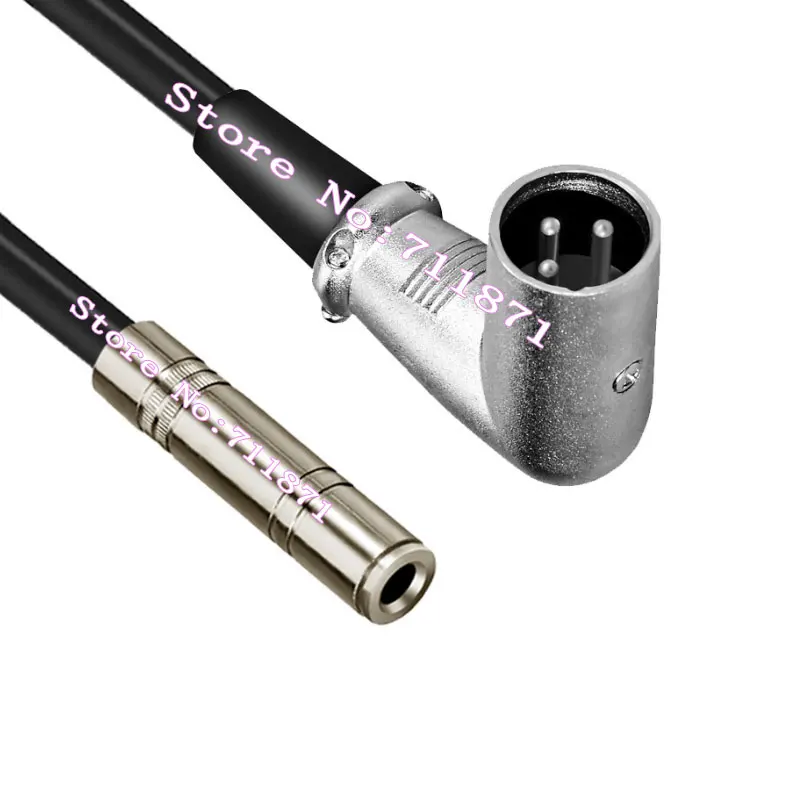 Cable de audio TRS estéreo de 6.35 mm con conector XLR tipo cañón, cable con ángulo recto, 3 pines, conector XLR macho de 6.35 mm, cable de audio TRS hembra estéreo.
