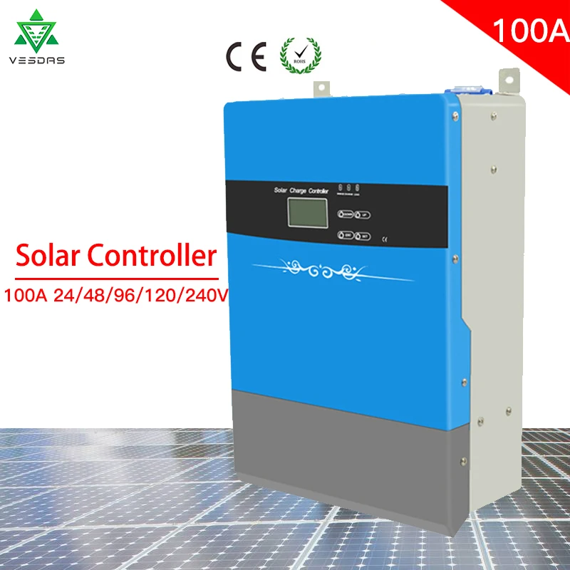 100A PWM Solar PV Charge Controller High quality Solar Battery Regulator For 24V 48V 96V 120V 240V Lithium Lead acid Battery