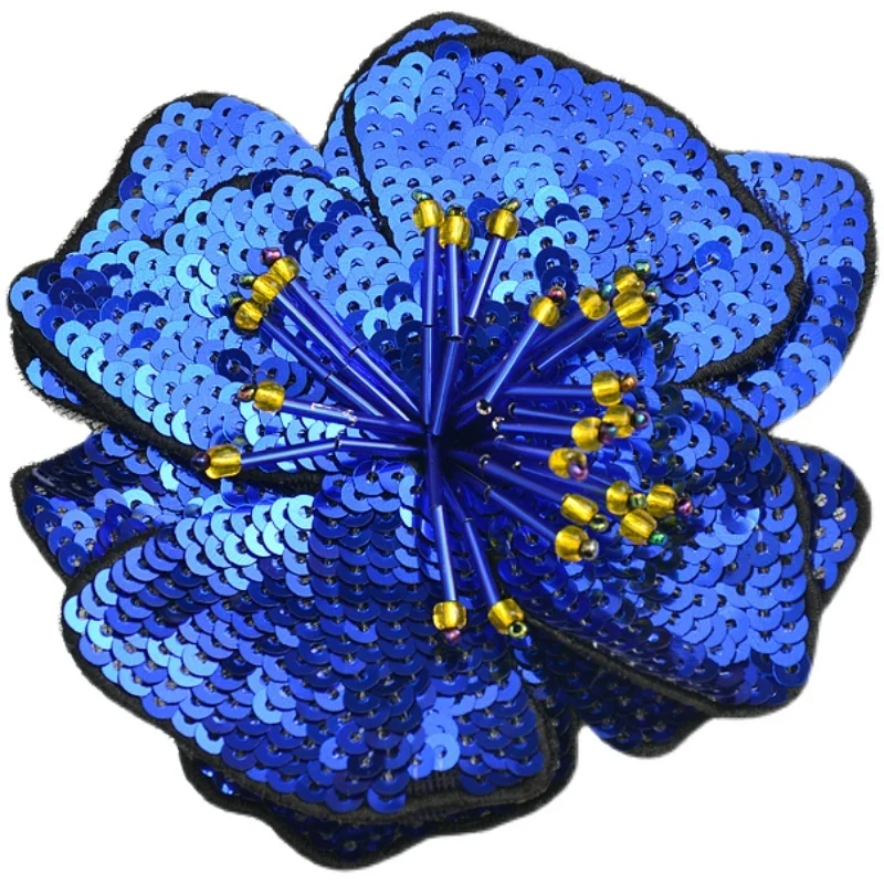 AHYONNIEX 1 Piece Fashion Large Sequined Flower Parches DIY Applique for Clothes Sew On 3D Patch