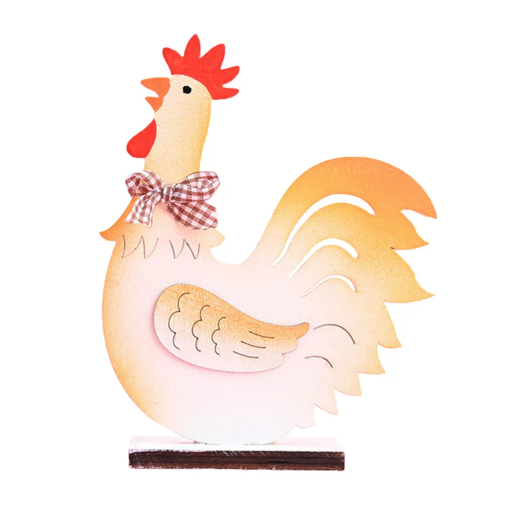 Easter Wooden Rooster Ornament Roosters Ornaments Decorations 2 Colors Gray/gold DIY Craft Figurines