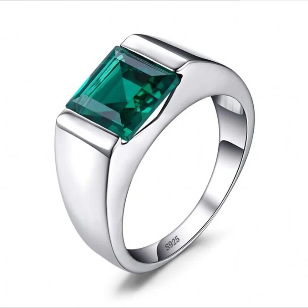 BOCAI New S925 Pure Silver Sapphire Men Ring  Colored Zircon Popular Jewelry Nice Birthday Gift