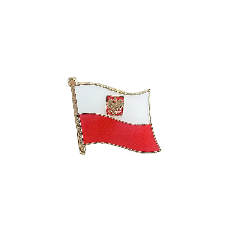 Poland With Eagle National Flag Lapel Pins Crystal Epoxy Metal Enamel Badge Paint Brooch Souvenir  Personality  Commemorative