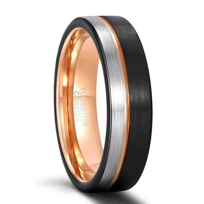 TIGRADE Tungsten Ring Black Rose Gold 8mm 4